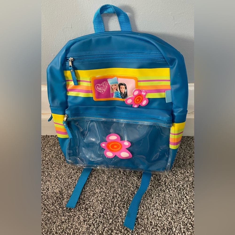 Ultra Rare Mattel 2001 Pyramid Barbie Smile Backpack Floral Flowers Blue Y2K
